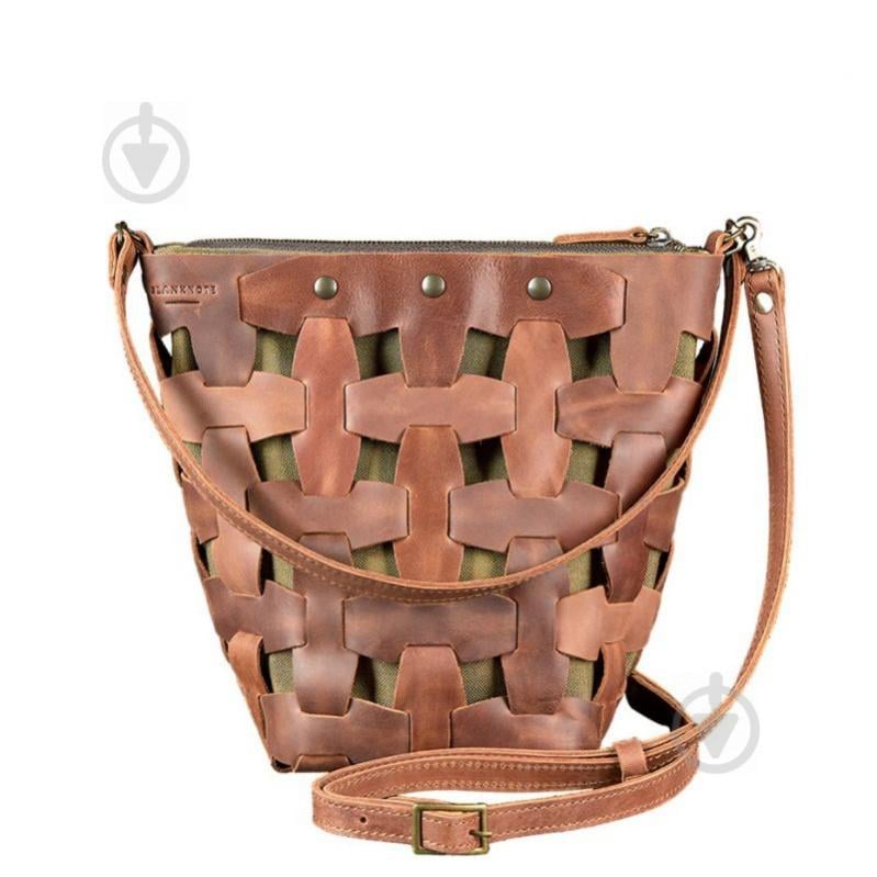 Шкіряна плетена сумка жіноча BlankNote Пазл Crazy Horse M Світло-Коричнева (BN-BAG-32-k-kr)