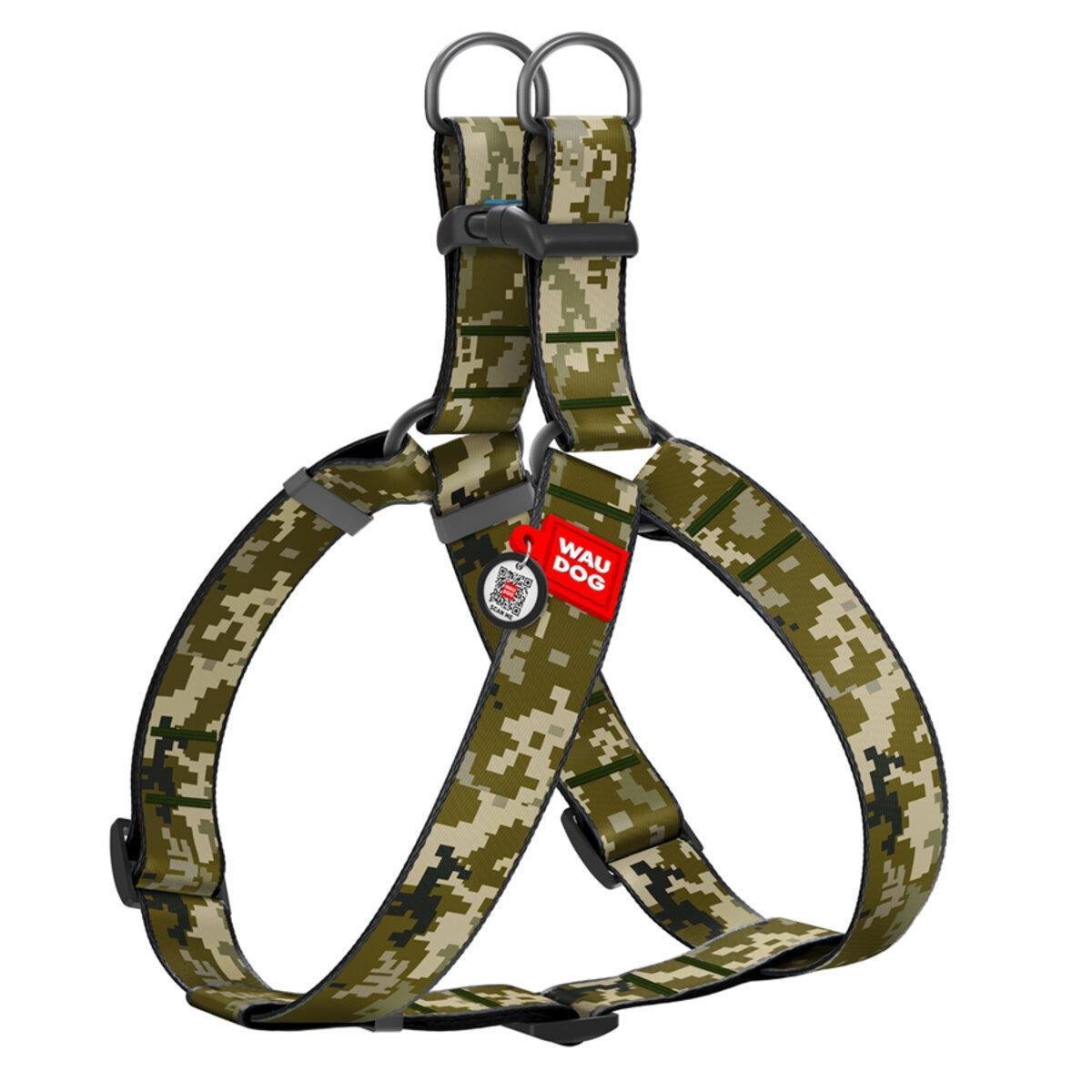 Шлея для собак Waudog Nylon Мілітарі з QR паспортом/пластиковим фастексом XL 35 мм х 70-100 см (324-4026 Col) Шлея для собак Waudog Nylon Мілітарі з QR паспортом/пластиковим фастексом XL 35 мм х 70-100 см (324-4026 Col)