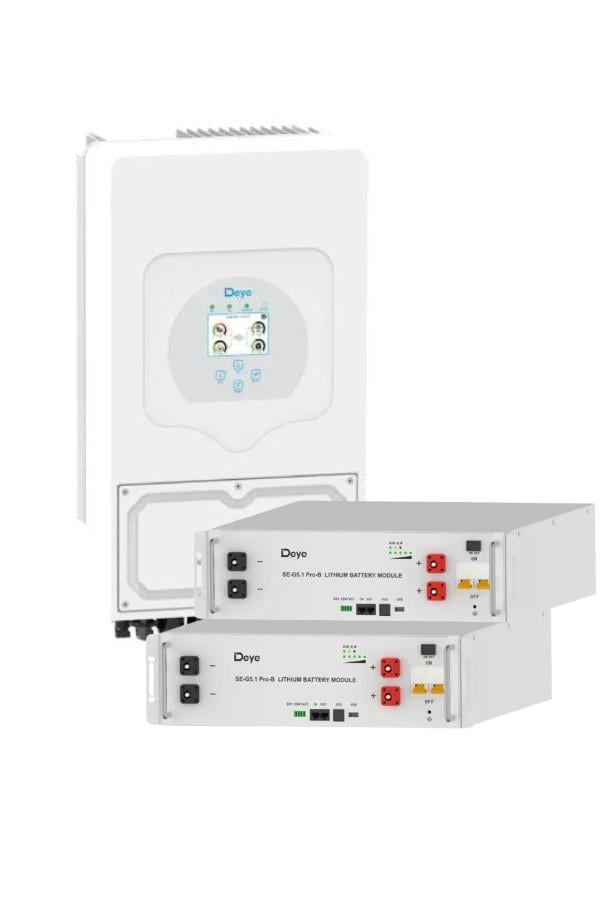Комплект автономного енергопостачання Deye SUN 5K SG05LP1 EU 5 кВт з акумулятором Deye SE G5,1 Pro B 10,24 кВт/год низьковольтний (Deye5kW_10,24kWh)