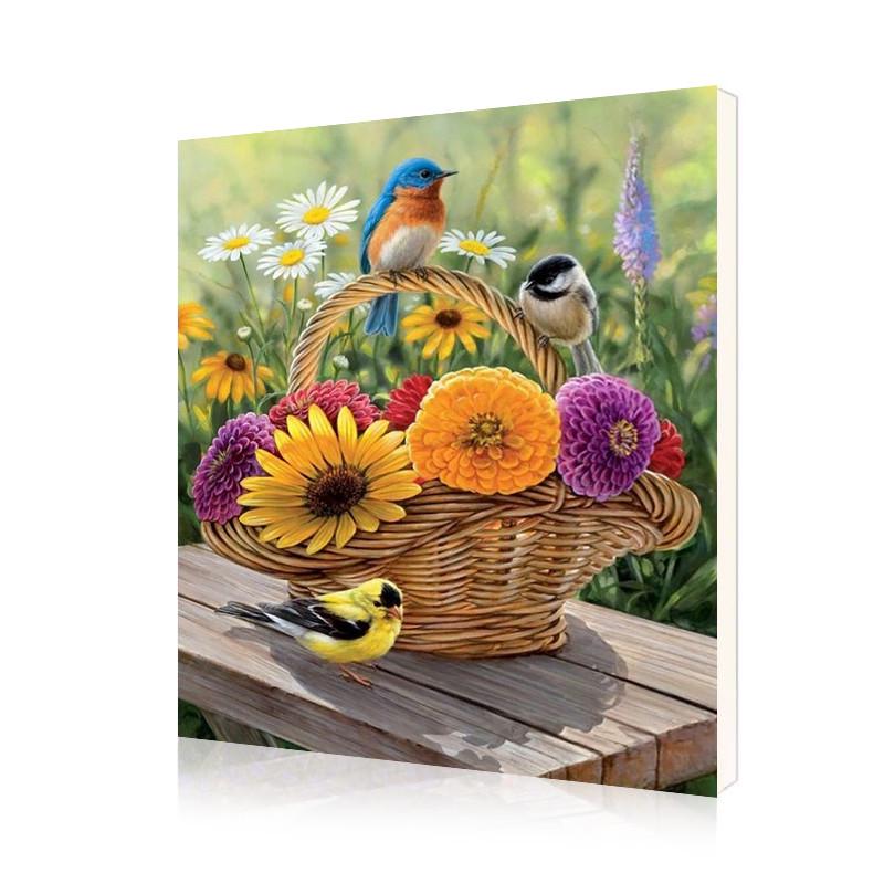 Картина по номерам Lesko DIY E785 "Цветы и птицы"