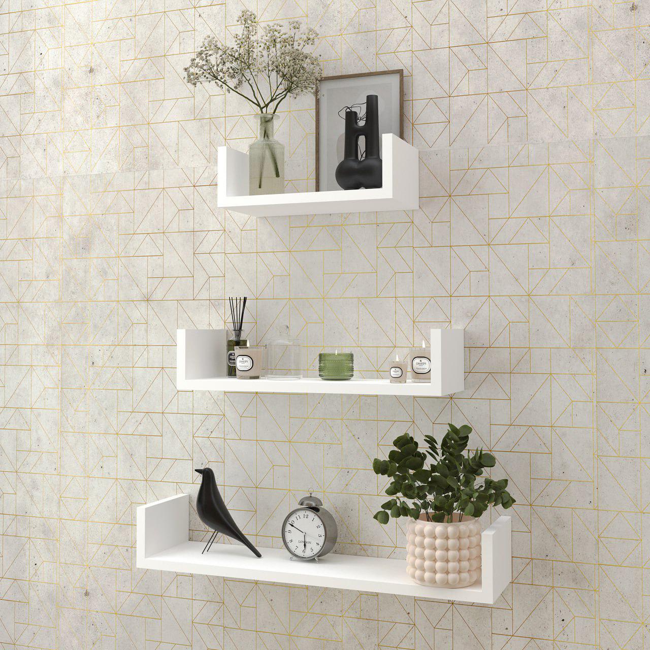 Набор полочек настенных 60х45х30 см 3 шт. Белый (GT-37)