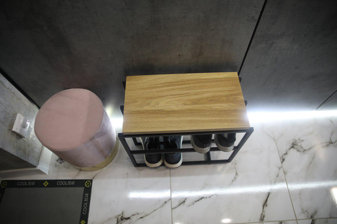 Банкетка для обуви Nova из дерева и металла Loft 40х25х45 см (ML-85.1) - фото 2 Банкетка для обуви Nova из дерева и металла Loft 40х25х45 см (ML-85.1) - фото 2