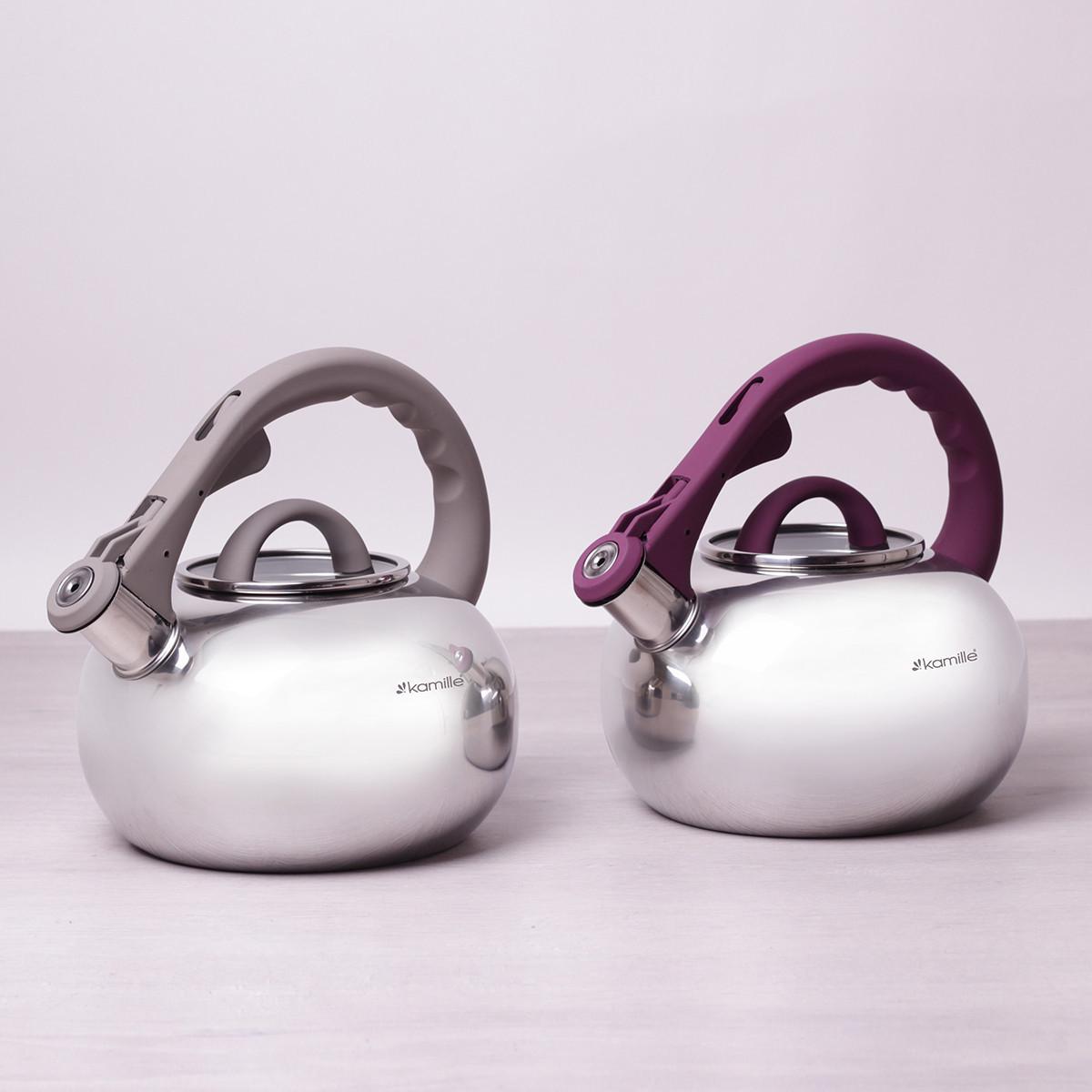 Чайник Kamille 2,8 л из нержавеющей стали со стеклянной крышкой Фиолетовый KM-0687AFL - фото 6 Чайник Kamille 2,8 л из нержавеющей стали со стеклянной крышкой Фиолетовый KM-0687AFL - фото 6