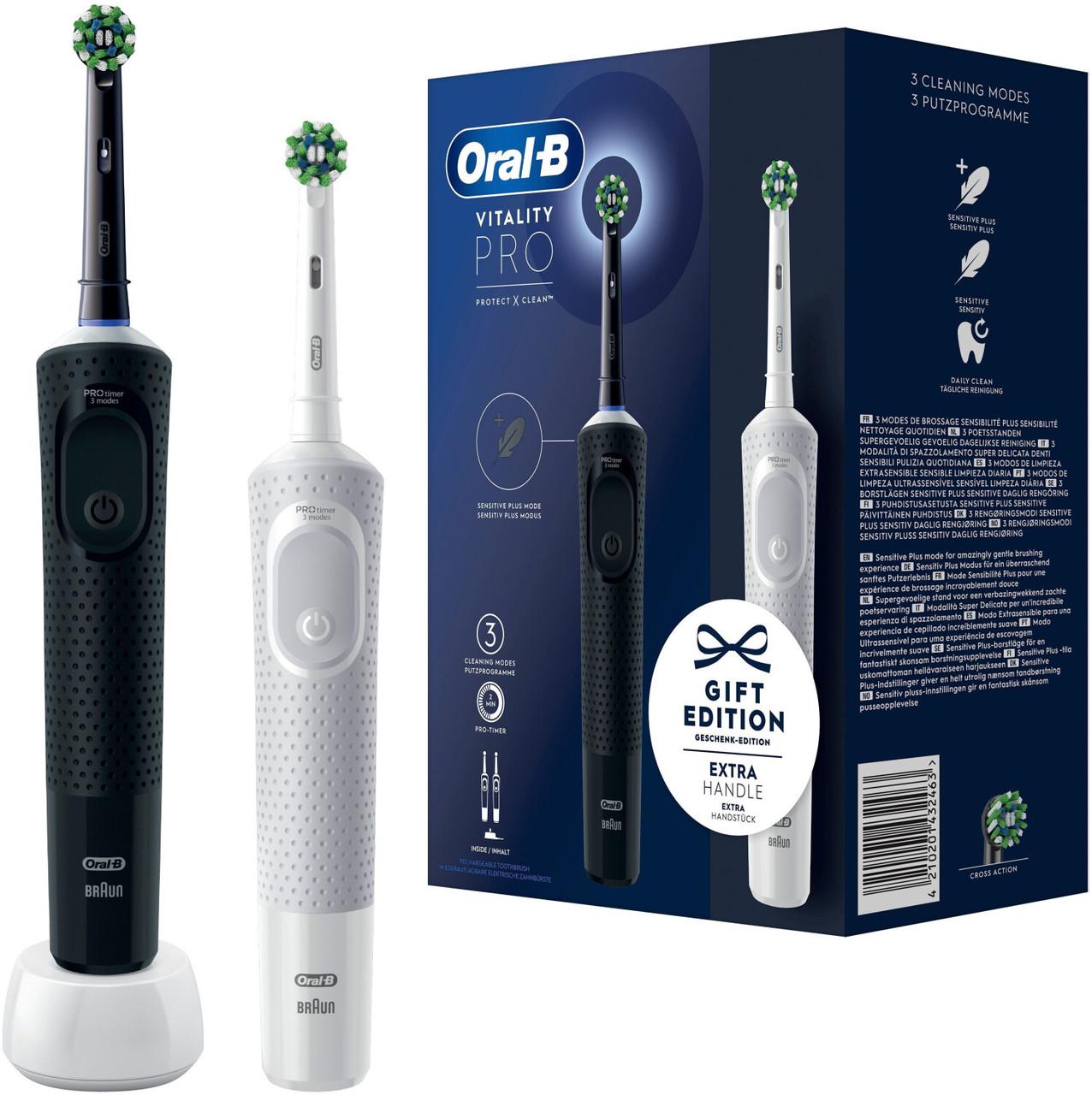 Набір електричних зубних щіток Braun Oral-B Vitality D103 Pro Family Pack 3 режими 2 шт. White/Black (5436646)