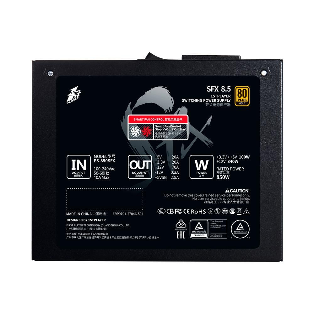 Блок питания для ПК 1stPlayer PS-850SFX 850W Black (SFX-GLD-850-BK-EU) - фото 5 Блок питания для ПК 1stPlayer PS-850SFX 850W Black (SFX-GLD-850-BK-EU) - фото 5