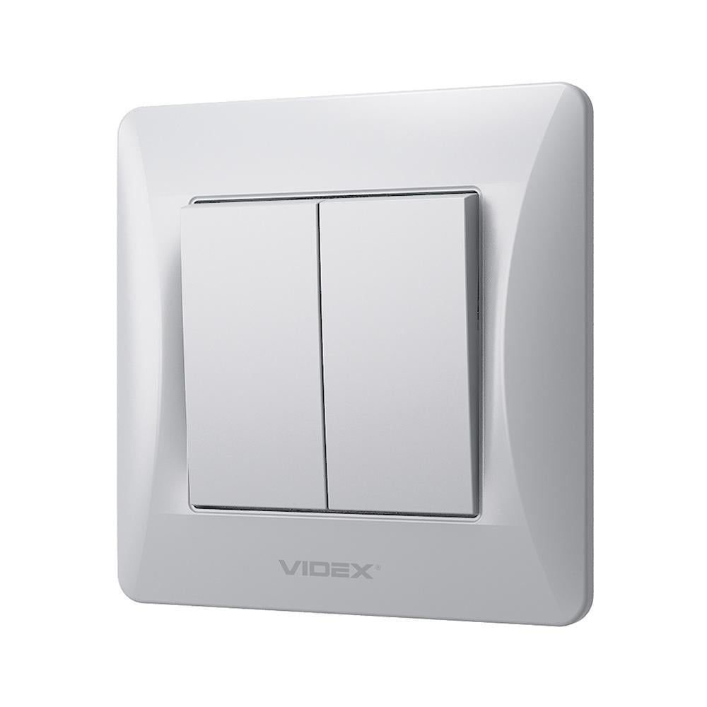 Вимикач двоклавішний Vіdех Bіnеrа Срібний (22551041)