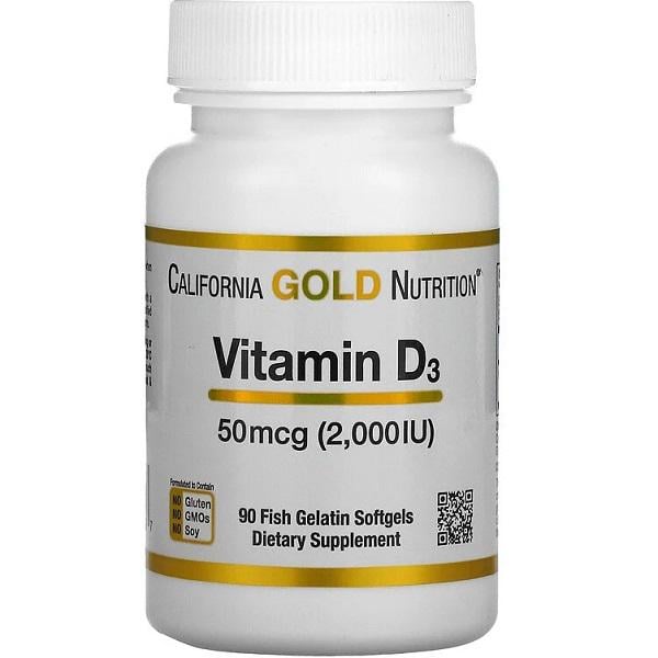 Витамин D California Gold Nutrition Vitamin D3 2000 IU 90 Fish Softgels
