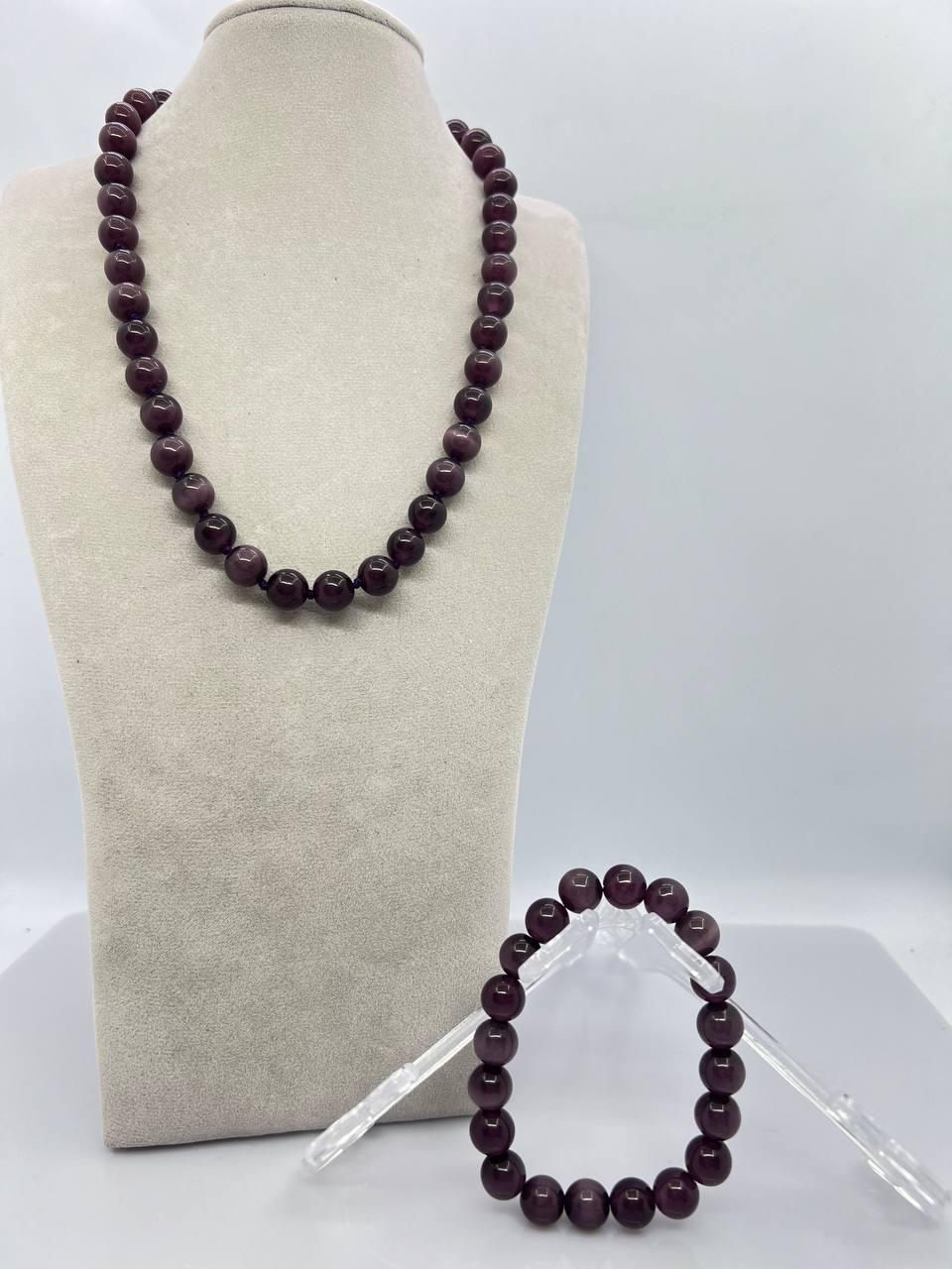 Комплект Кошачий глаз 10 мм 44 см Бордовый (10902)