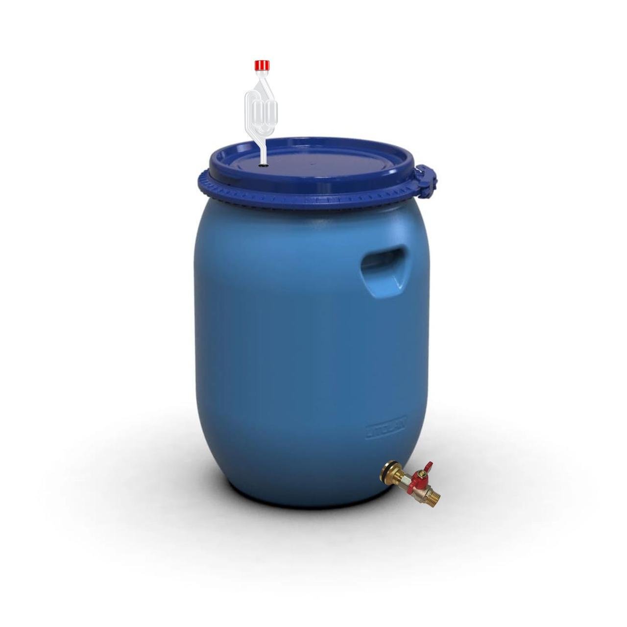 Бочка для бродіння з винним клапаном S-подібний та латунним зливним краном 1/2" 55 л (29655) - фото 1 Бочка для бродіння з винним клапаном S-подібний та латунним зливним краном 1/2" 55 л (29655) - фото 1