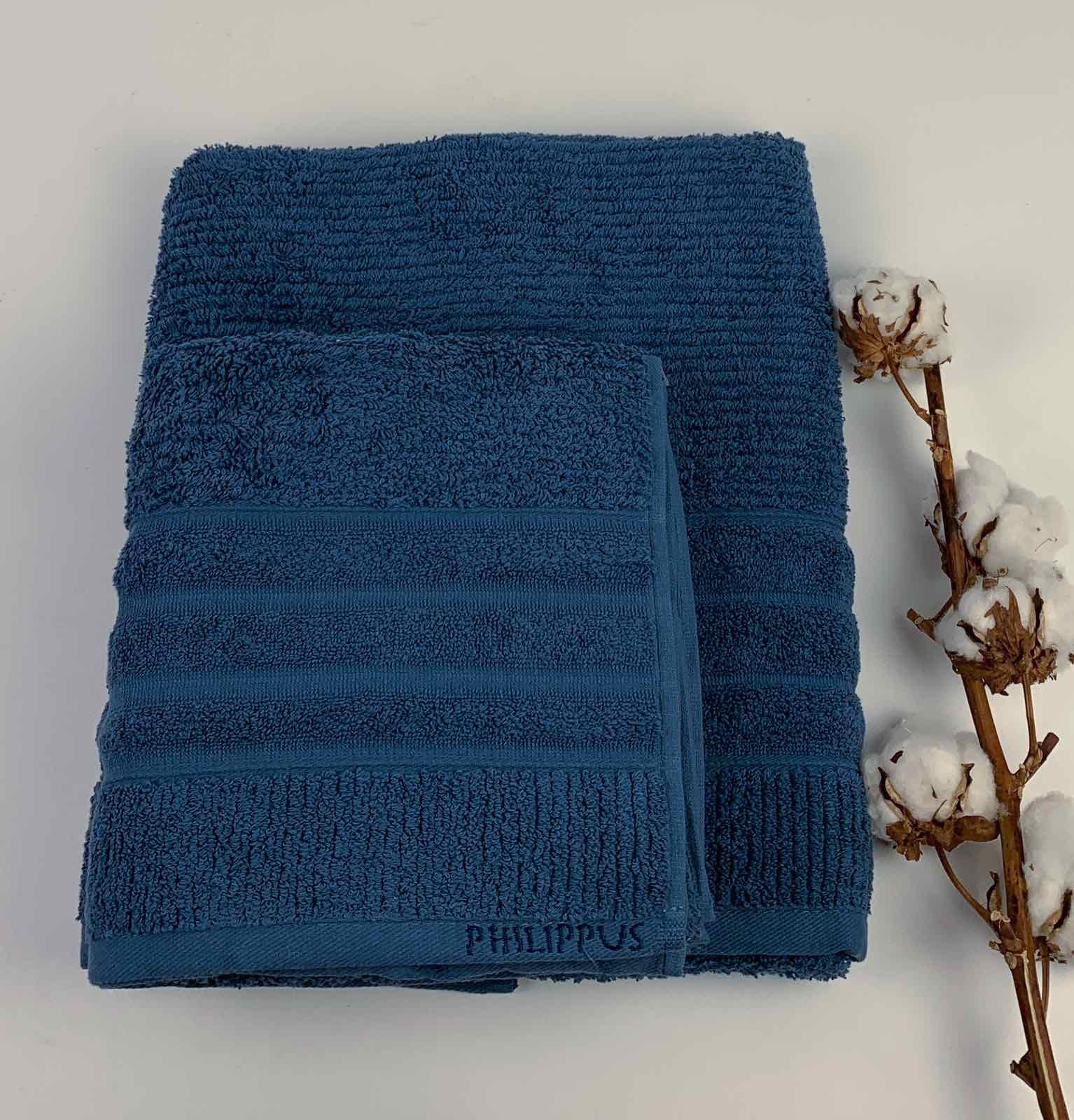 Набор полотенец Philippus Delux Cotton Sicilya A144 2 шт. 70x140 см Синий (CN31252)