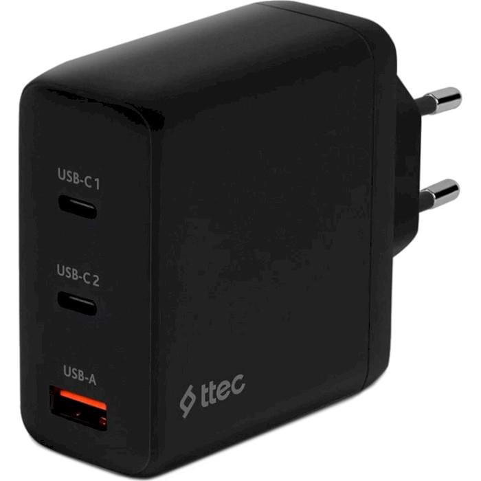 Зарядний пристрій Ttec GaN 120 Вт з двома USB-C та USB-A Чорний (29517909)