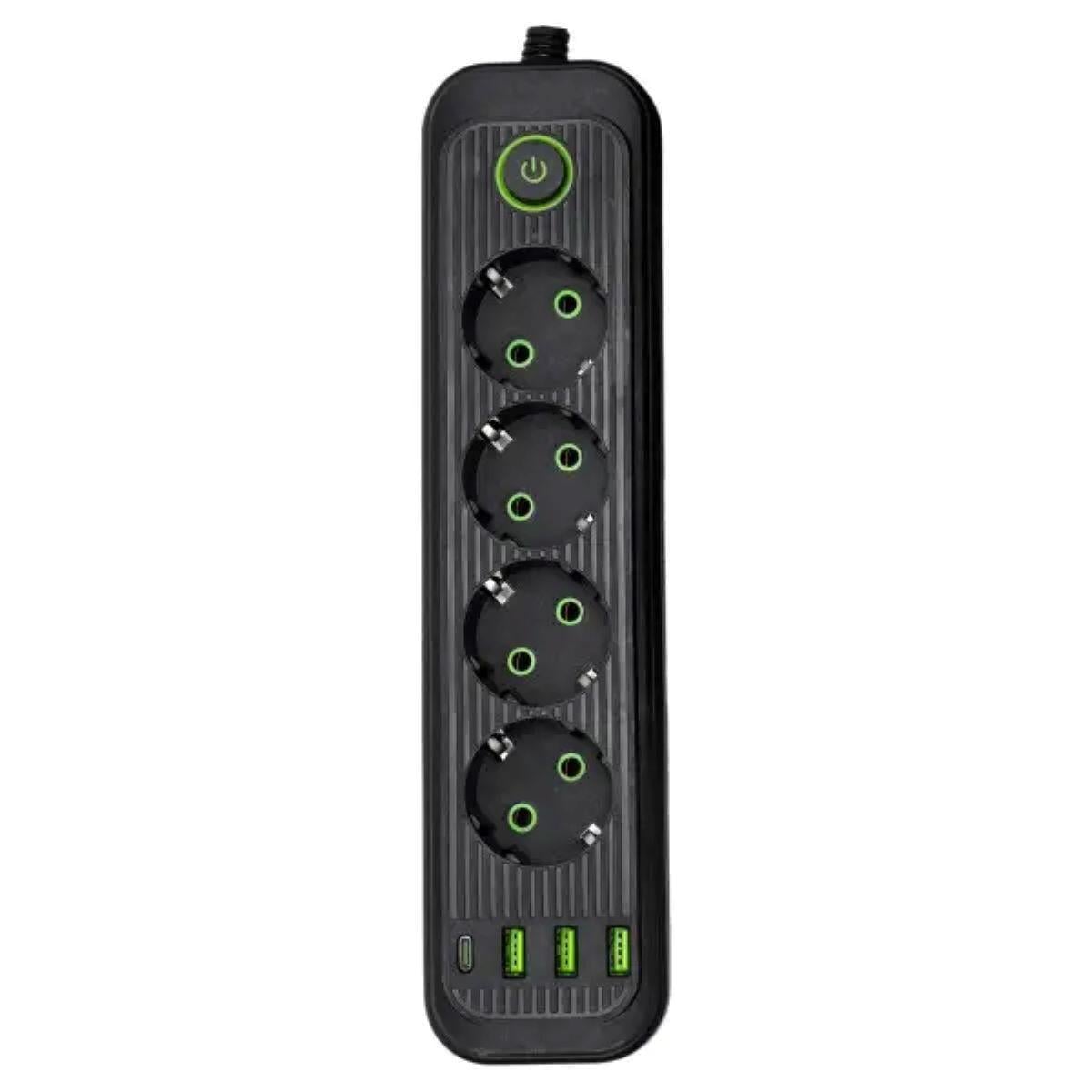 Сетевой фильтр-удлинитель 4 розетки 3xUSB-A 1xUSB-C 3м Черный (HP-5-38M)