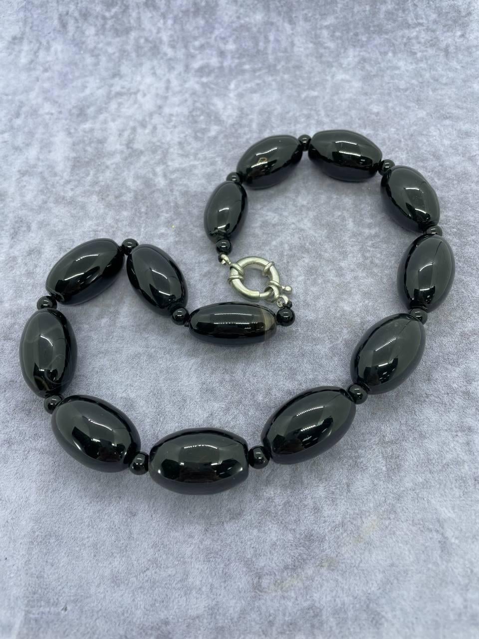 Бусы агат 45 см Черный (664)