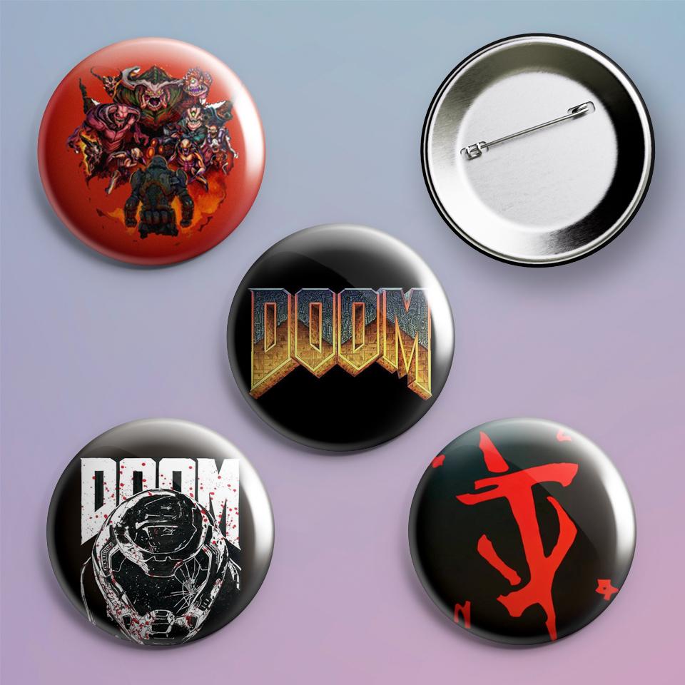 Значки на рюкзак с принтом игры Doom 4 шт.