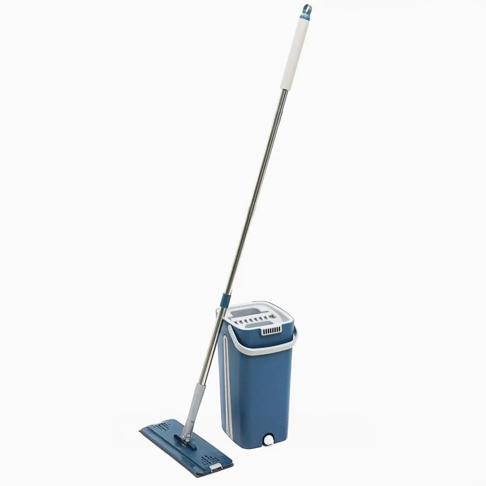 Комплект розумна швабра ледарка з відром 8 л і автоматичним віджимом на два відсіки/дві насадки зі складною ручкою (32751082)