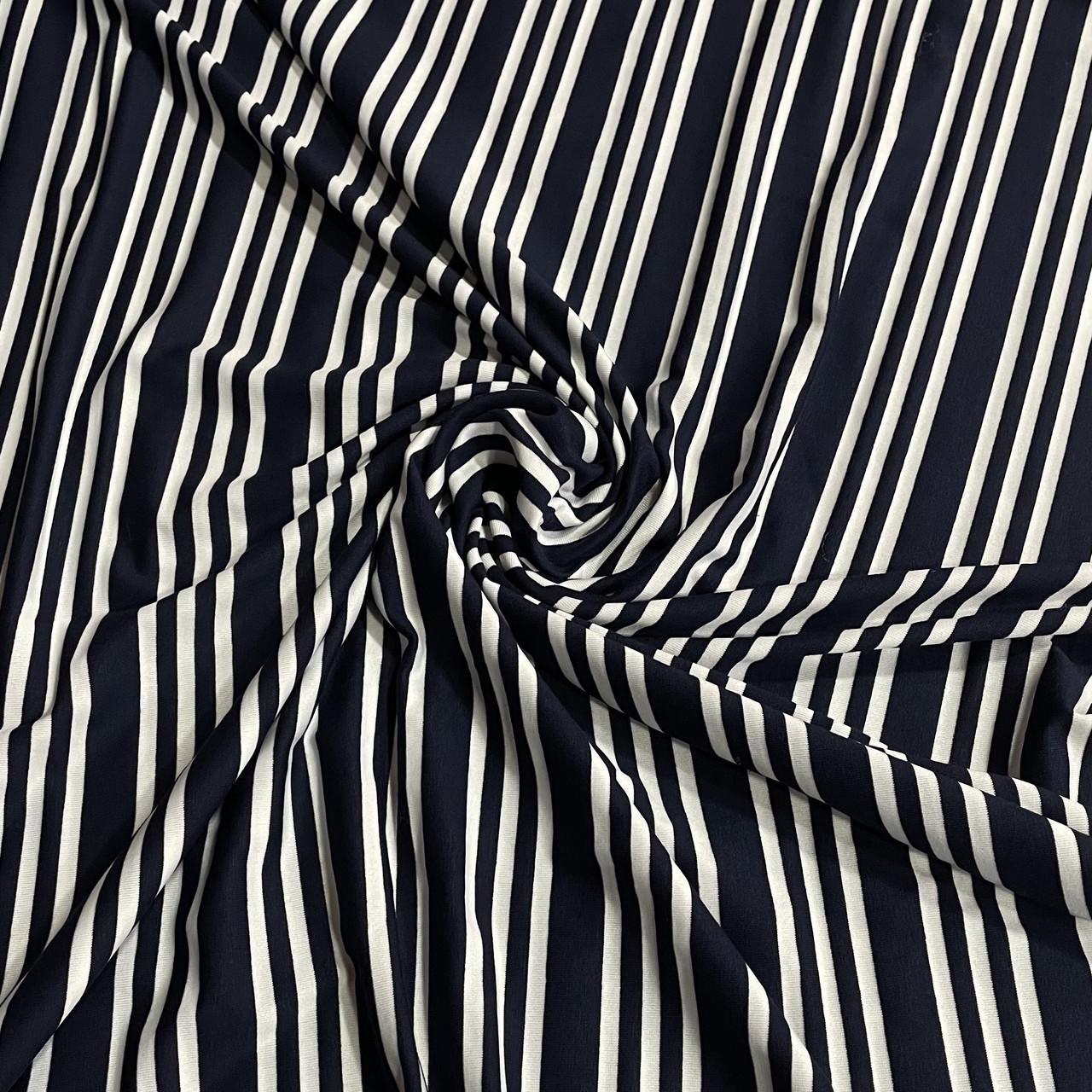 Ткань трикотаж вискоза в полоску Темно-синий (24479505)