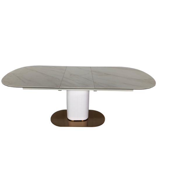 Стол обеденный Vetro Mebel TML-828 895х1600 мм Белый мрамор/Золото