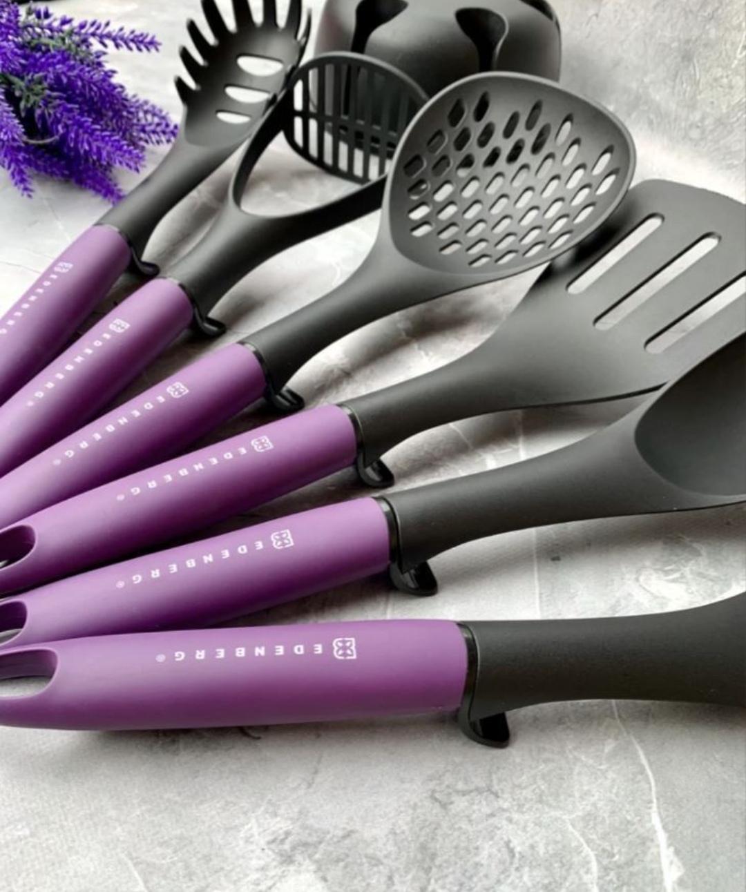 Набор кухонных принадлежностей Edenberg из нейлона на подставке 7 пр Фиолетовый (EB-3607) - фото 3