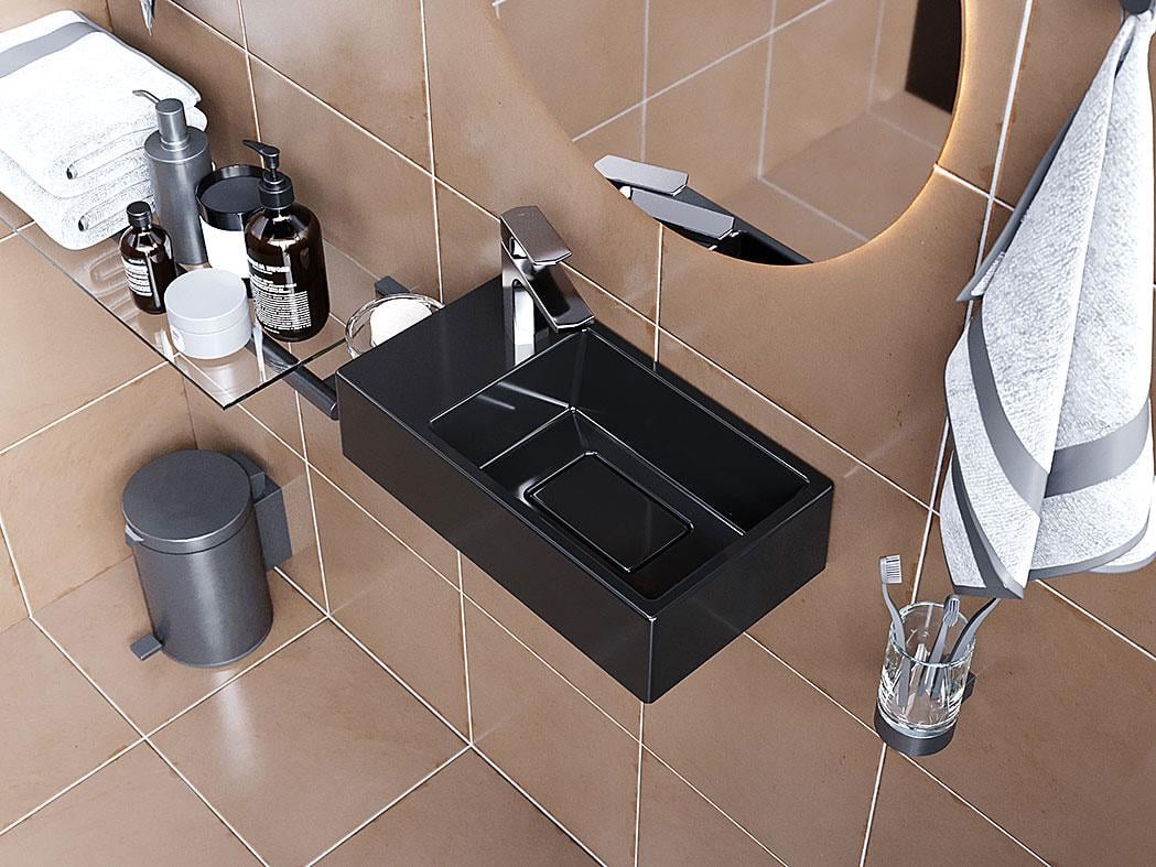 Умывальник подвесной Luxor Aldo L Black (740) Умывальник подвесной Luxor Aldo L Black (740)