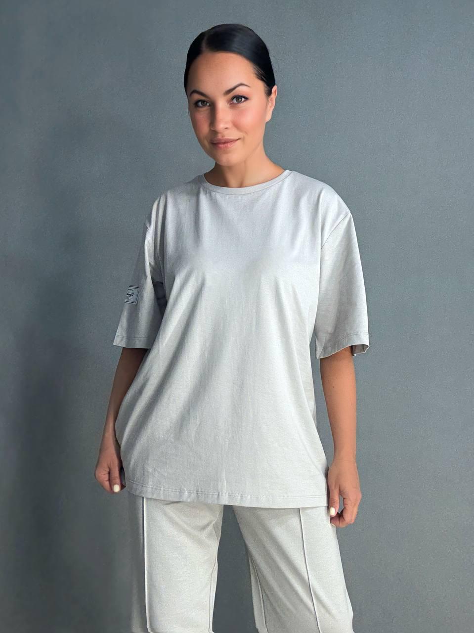 Костюм женский CAPPITONE 101212 футболка и брюки джоггеры со швом L Серый (1688) - фото 8 Костюм женский CAPPITONE 101212 футболка и брюки джоггеры со швом L Серый (1688) - фото 8