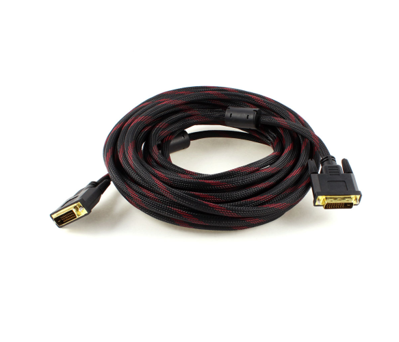 Видеокабель с оплеткой Merlion DVI - DVI 2 феррита 24pin YT-DVI M/M NY/RD-5.0m 5 м Black/Red (670d076e)