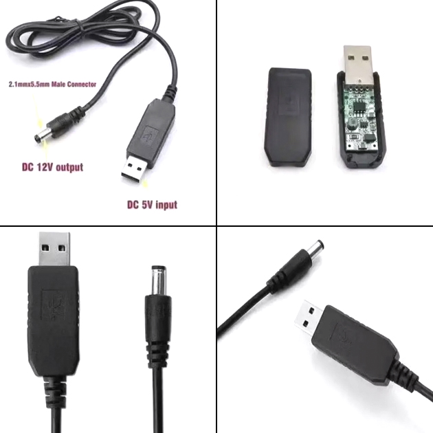 Шнур перехідник від Wi-Fi роутера до повербанка USB DC 5,5х2,5 мм 5 до 12 V Чорний (Yn0422) - фото 3