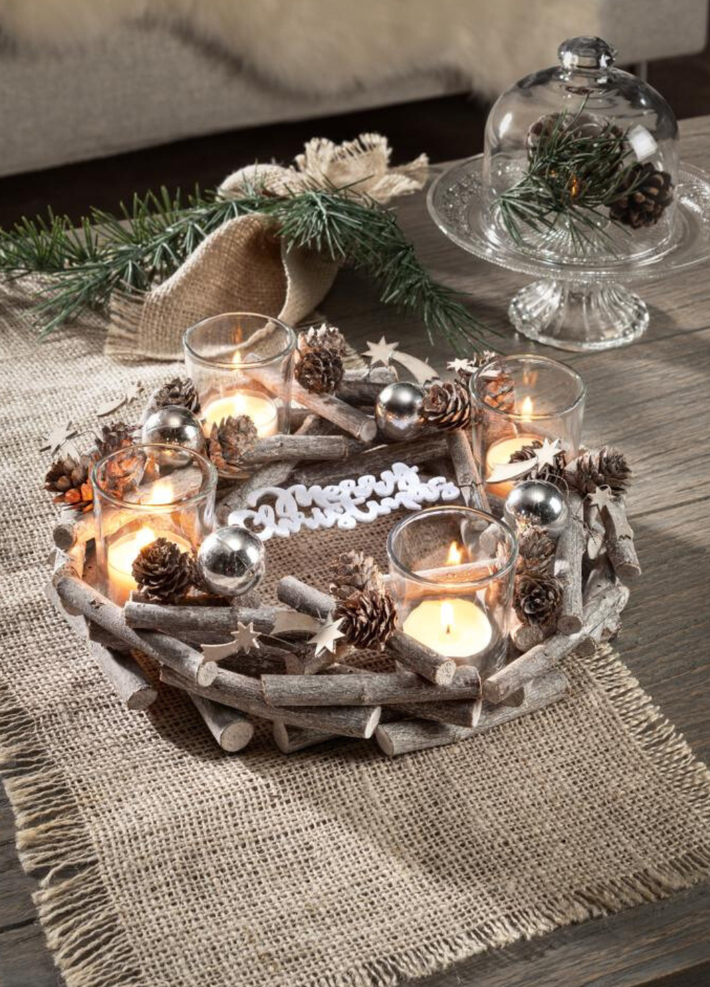 Рождественский венок-подсвечник Livarno Home Winter Magic из натуральных материалов 28 см Серебряный (7955) - фото 1 Рождественский венок-подсвечник Livarno Home Winter Magic из натуральных материалов 28 см Серебряный (7955) - фото 1