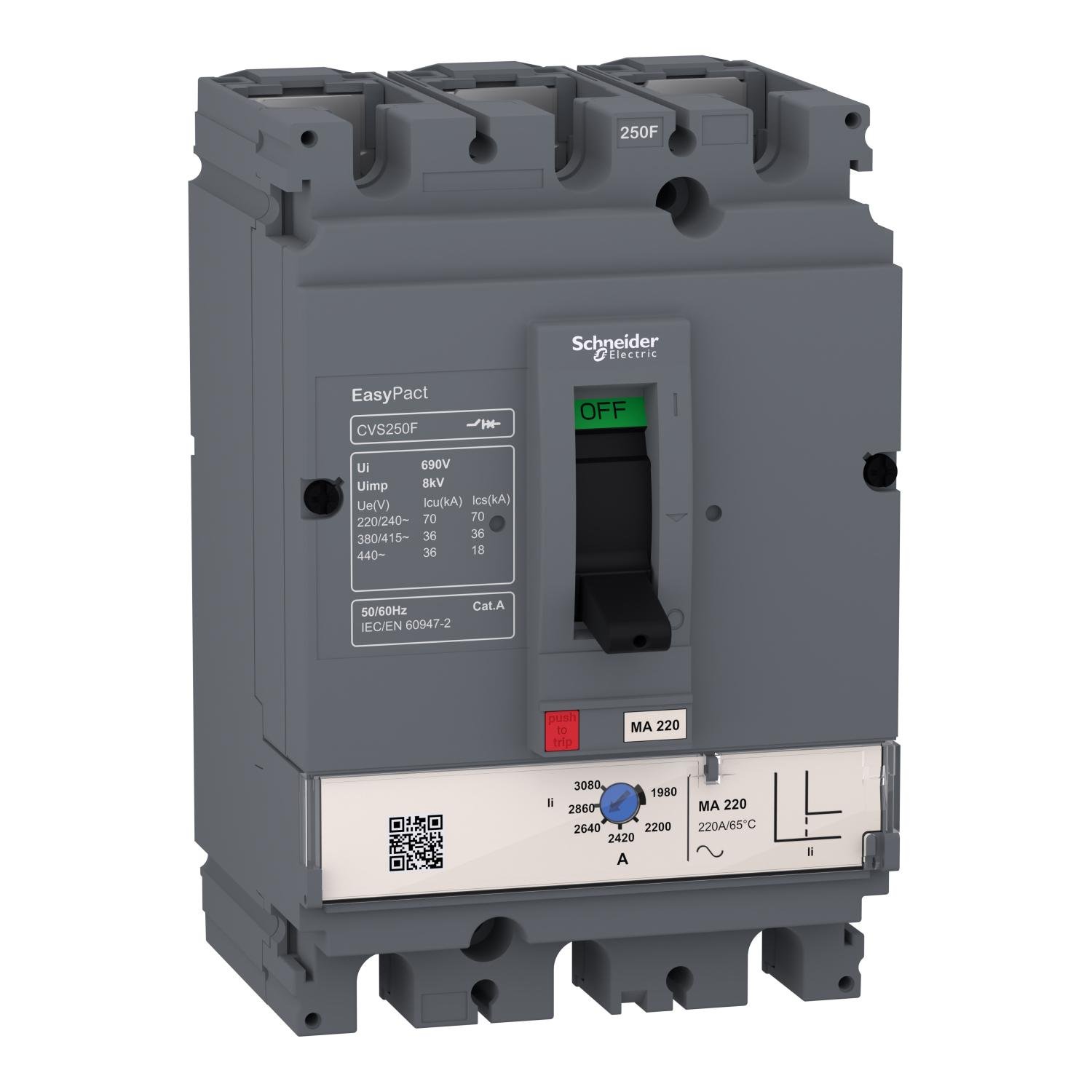 Автоматичний вимикач Schneider Electric EASYPACT CVS100F MA100 3P 100А 36кА з розчіплювачем MA (LV510445) Автоматичний вимикач Schneider Electric EASYPACT CVS100F MA100 3P 100А 36кА з розчіплювачем MA (LV510445)