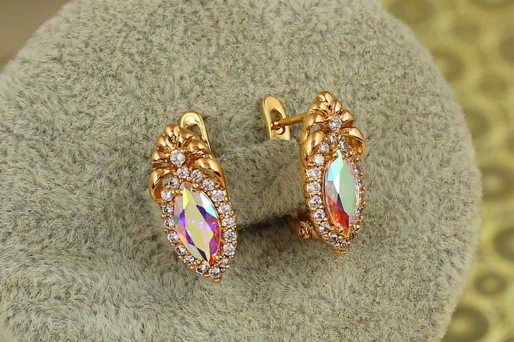 Серьги Xuping Jewelry Богема с камнем хамелеон 1,7 см Золотистый (2425018498)