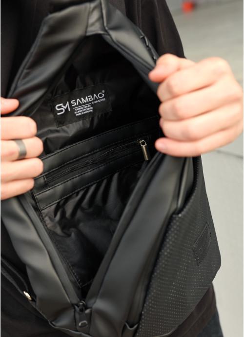 Мужская сумка-слинг Sambag через плечо с перфорацией Черный (8970261034) - фото 10 Мужская сумка-слинг Sambag через плечо с перфорацией Черный (8970261034) - фото 10