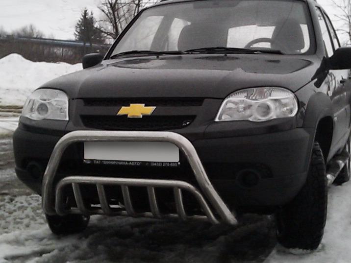 Кенгурятник WT002 CAN для Chevrolet Niva нержавіюча сталь Хром
