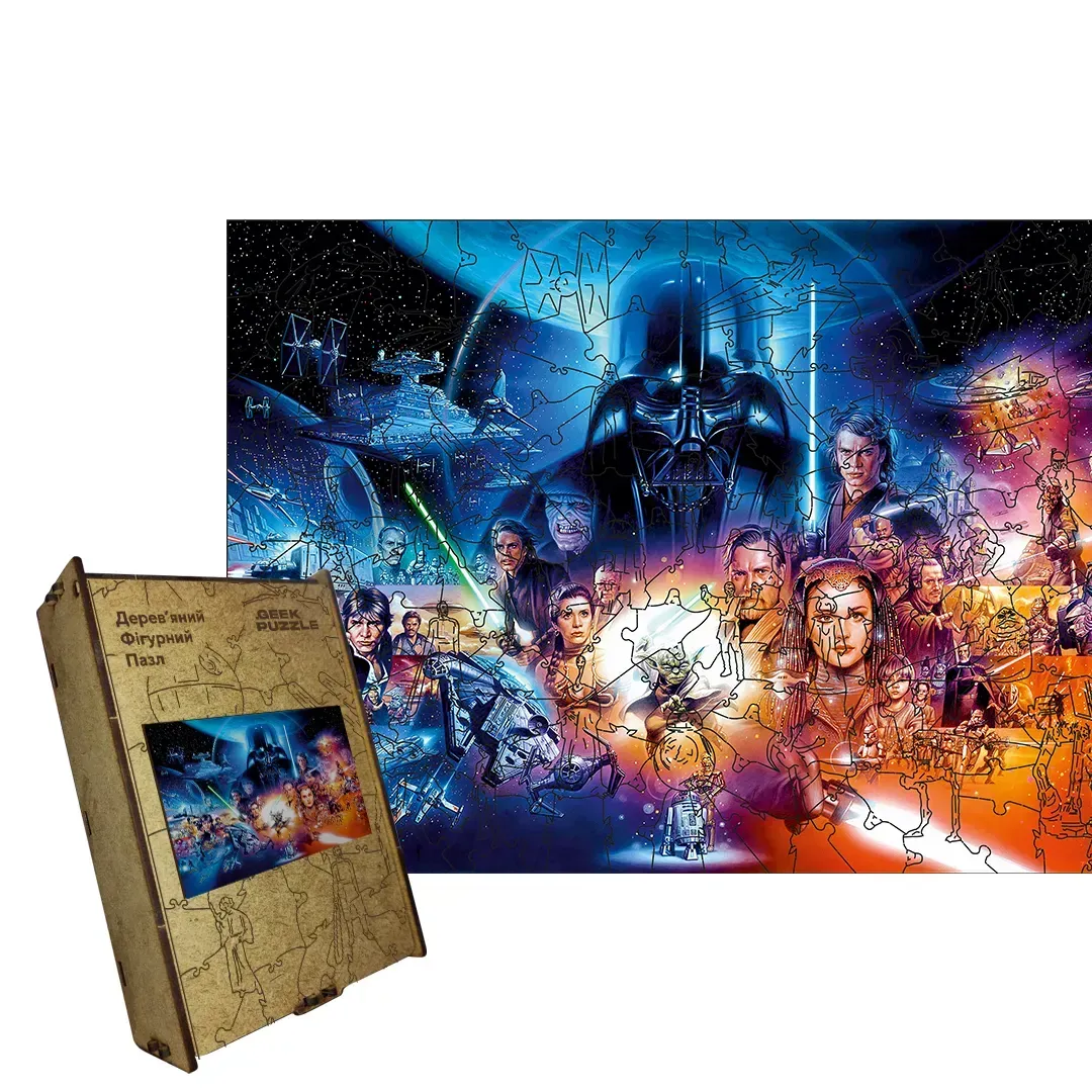 Пазл дерев'яний фігурний Зоряний Всесвіт А2 дерев'яна коробка 300+ елементів