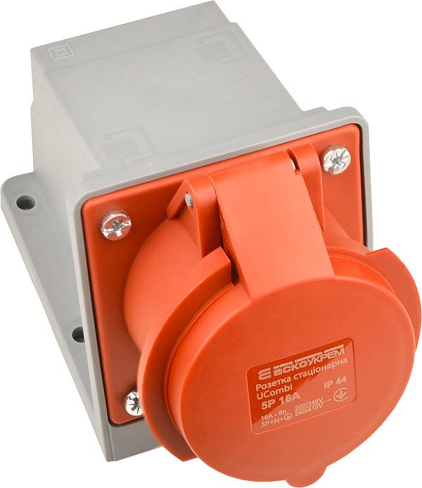 Силовая розетка АСКО-УКРЕМ UCombi 3P+N+PE 16А 415 В стационарная IP44 полиамид Красный (A0080010152)