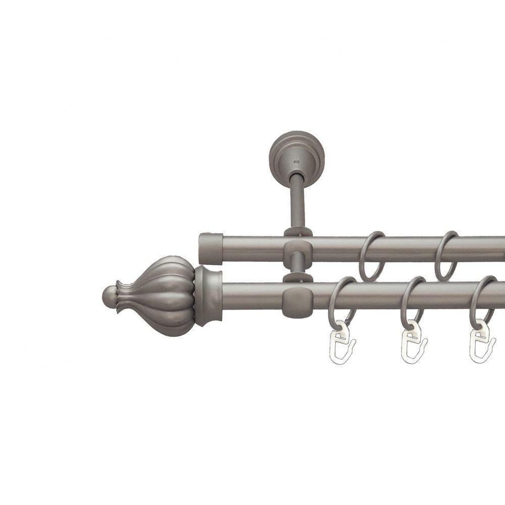 Карниз Orvit Таджа двухрядный гладкий 16/16 мм 240 см Сатин (6099004)