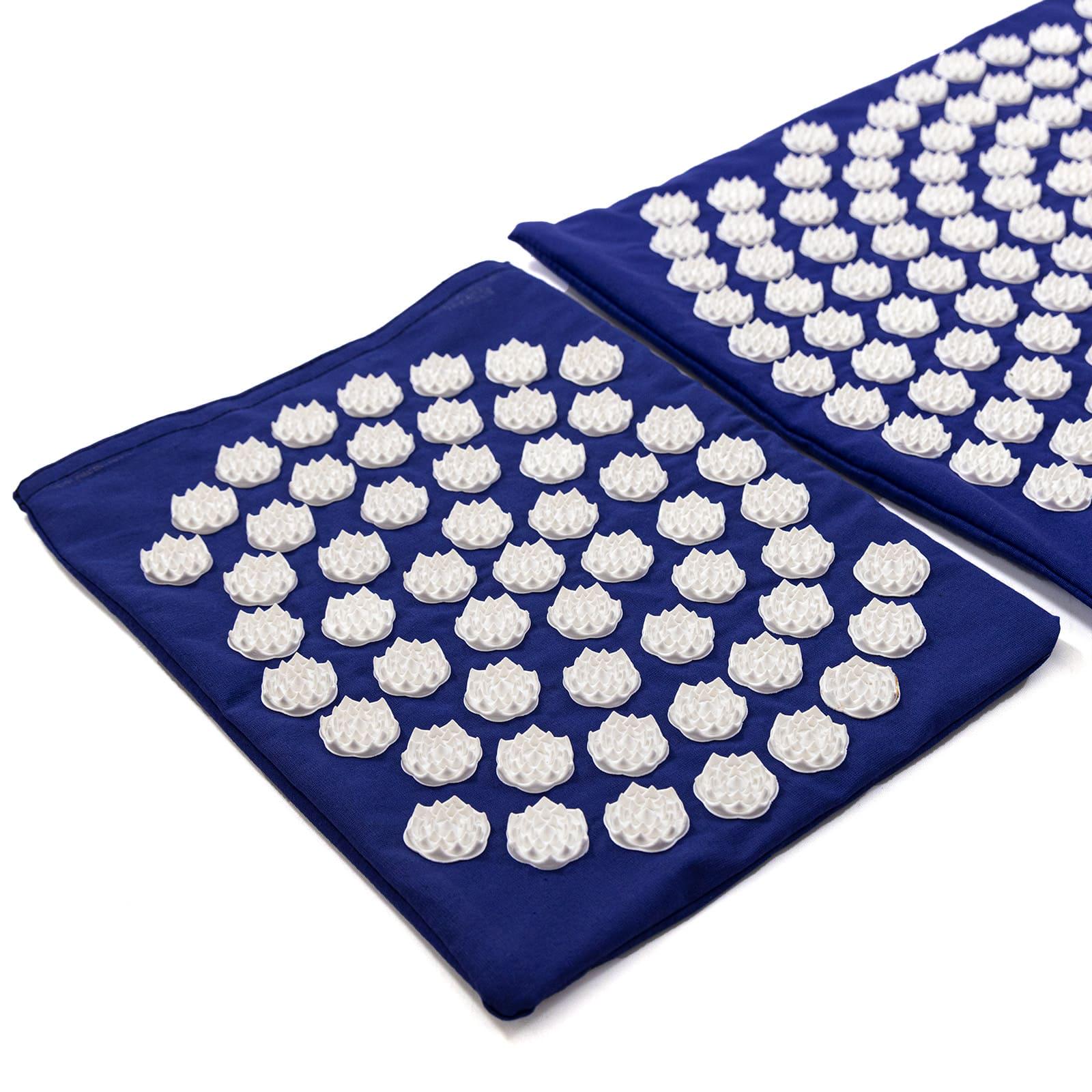 Килимок масажний Аплікатор Кузнєцова/валик/подушка для спини/шиї/ніг OSPORT Lotus Set Синьо-білий (n-0003) - фото 3