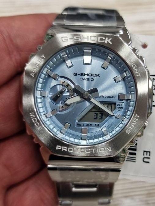 Наручные часы мужские Casio G-Shock GM-2110D-2A ударопрочные с водозащитой 200 м/подсветкой Голубой (3052734139)