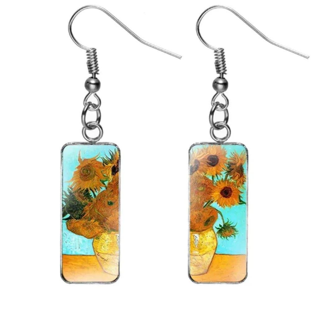 Сережки з вставкою за мотивами картин Ван Гога Соняхи (00097)