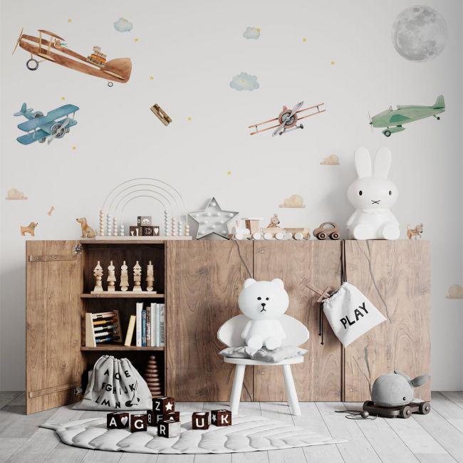 Стикеры детские на стену Sticker WallSW-00000996 Самолеты 30х40 см 4 листа 120х40 см