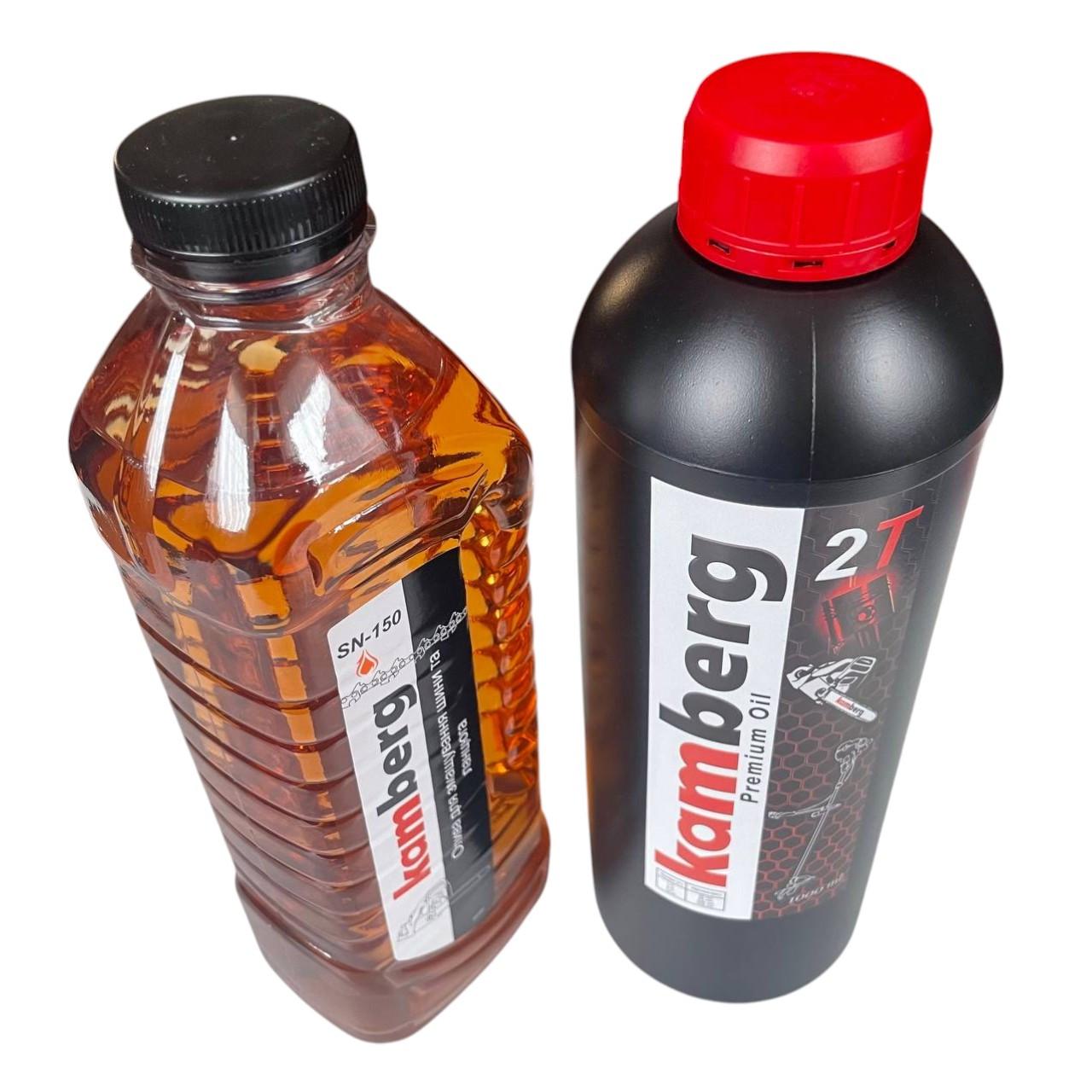Масло моторное Kamberg 2Т минеральное красное и масло для смазывания цепей шин