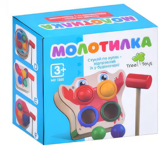 Стукачка деревянная Шестигранник 15х15 см Limo Toy с молотком и шариками (ID-180-D-400)