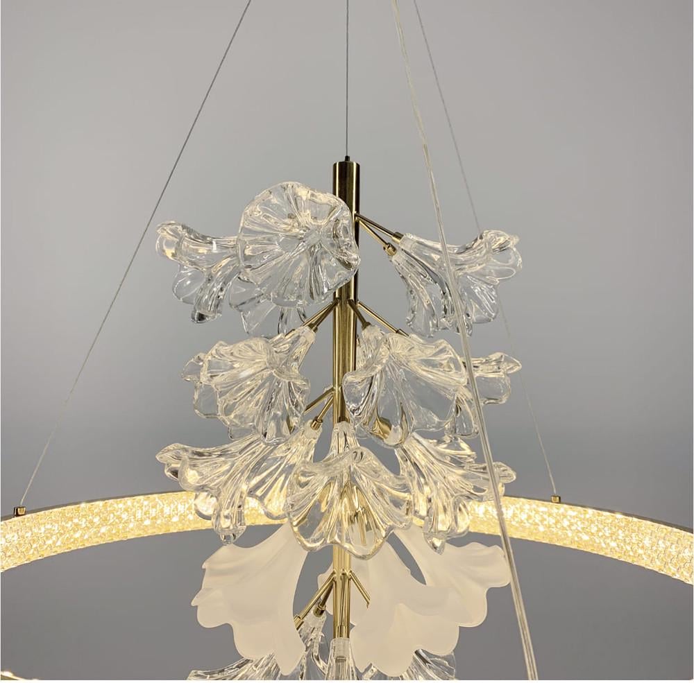 Люстра світлодіодна із ніжними квітами Ø 40 см Латунь (D 9001) - фото 6