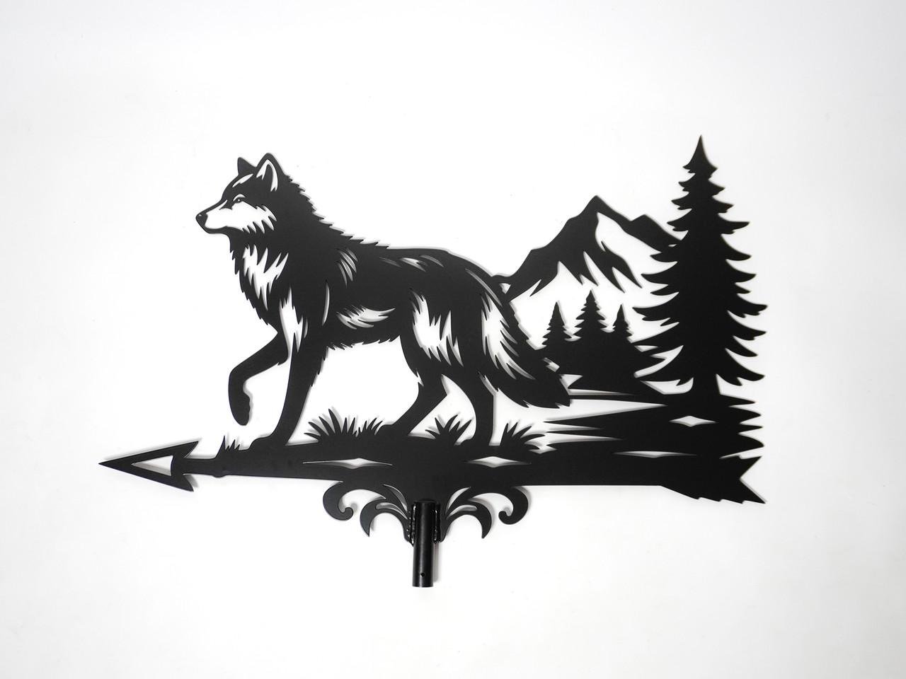 Флюгер на крышу маленький Волк в лесу на беседку/колодец/забор 70x50 см (1092438)