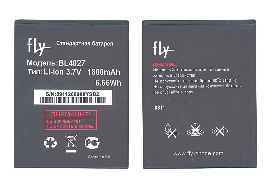 Аккумулятор для смартфона Fly BL4027 IQ4410 Phoenix 3,7V 1800 mAh 6,66 Wh Black