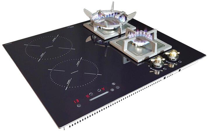 Варочная поверхность комбинированная газово-индукционная Luxor GI 67 DL Retro Booster с металлическим уголком для подключения Черный (13312148) - фото 3 Варочная поверхность комбинированная газово-индукционная Luxor GI 67 DL Retro Booster с металлическим уголком для подключения Черный (13312148) - фото 3