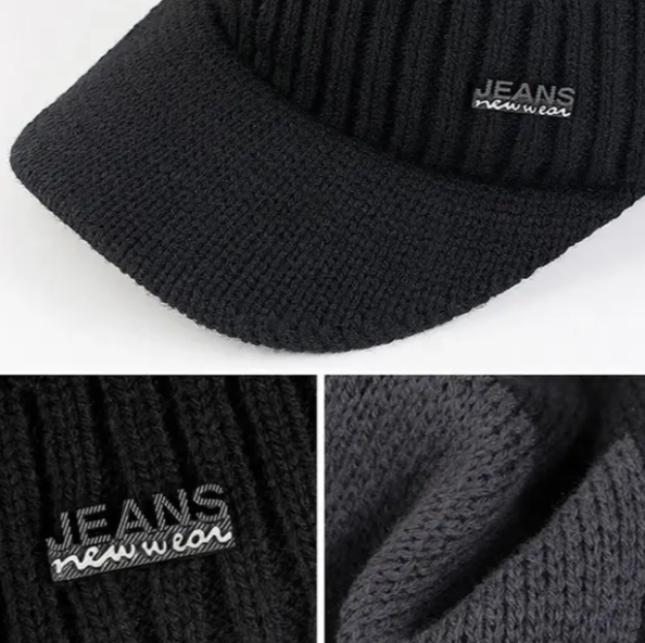 Комплект вязаный мужской шапка-кепка со снудом шерстяной One Size Черный (29548908) - фото 4 Комплект вязаный мужской шапка-кепка со снудом шерстяной One Size Черный (29548908) - фото 4