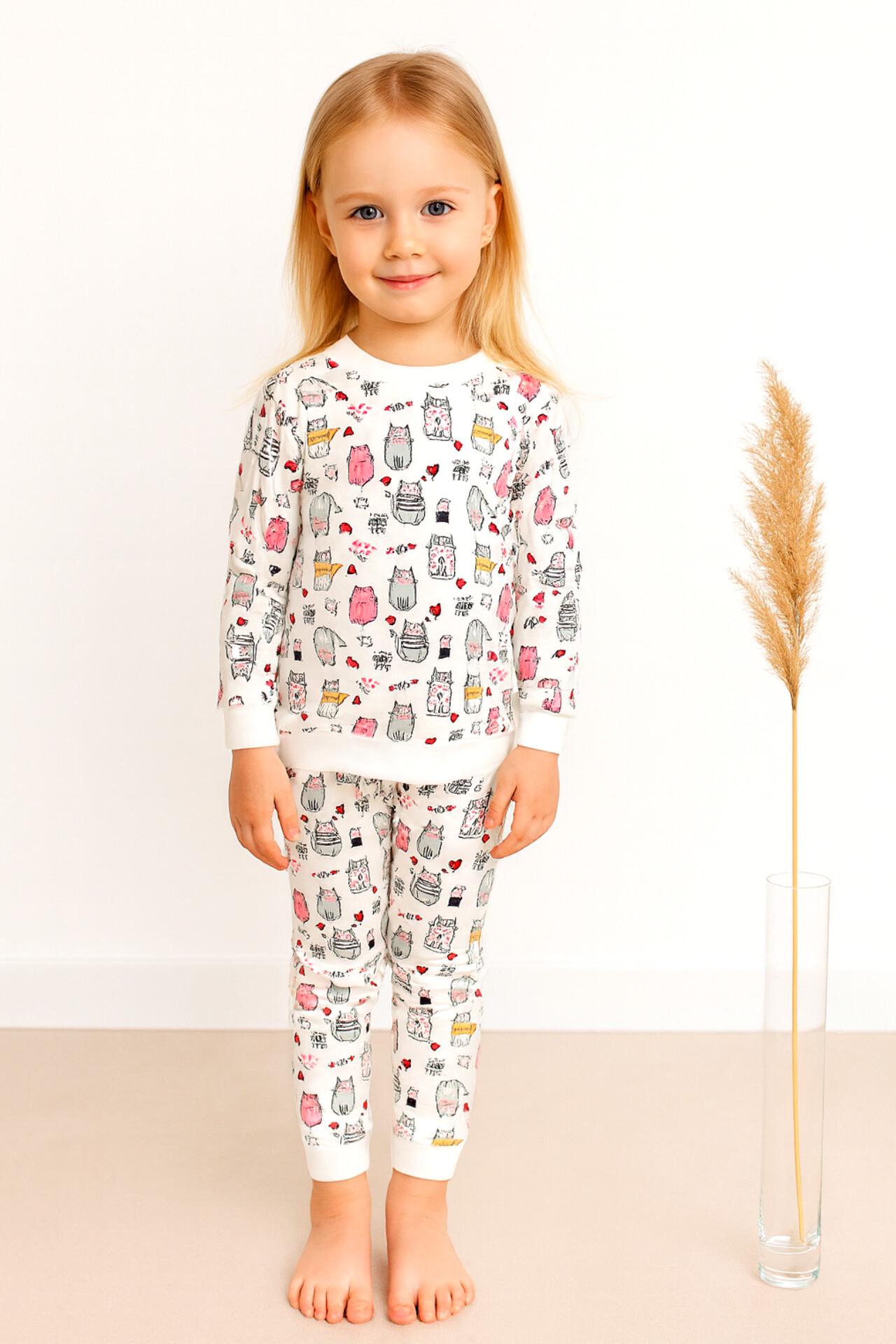 Піжама дитяча з начосом Тімі Текс Котики на білому 86-92 см