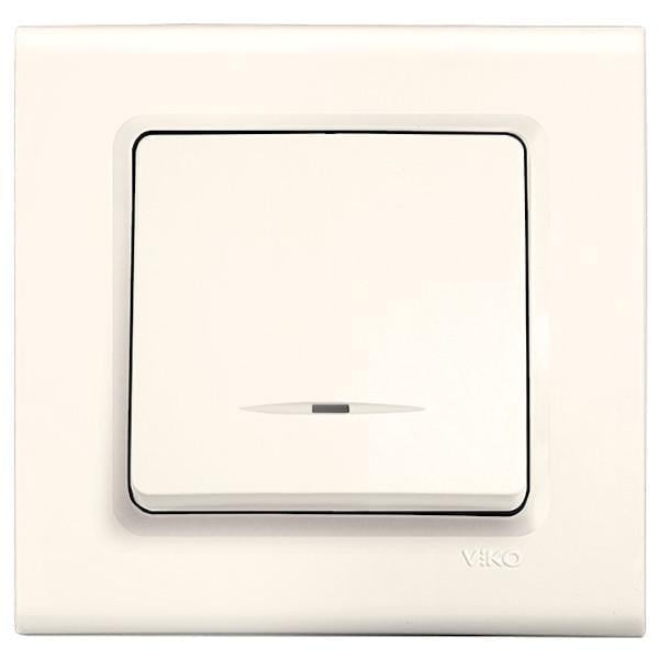 Выключатель одноклавишный с подсветкой Viko Linnera Кремовый (00000012559)