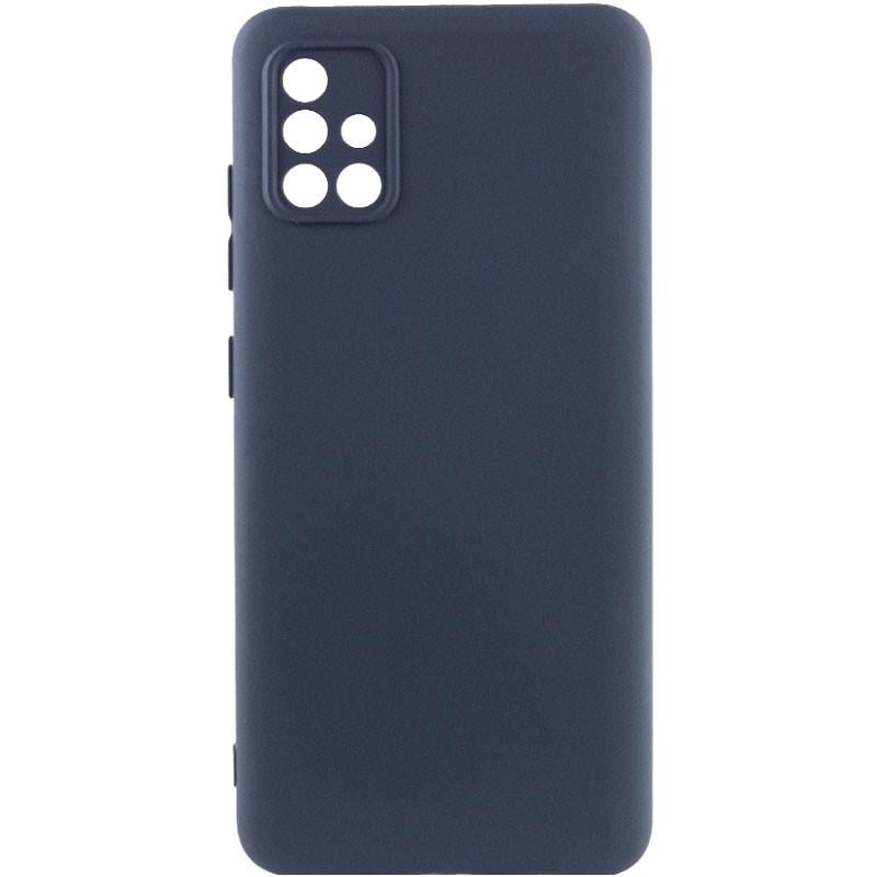 Противоударный чехол TPU GETMAN Liquid Silk Full Camera для Samsung Galaxy A51 Синий / Midnight Blue