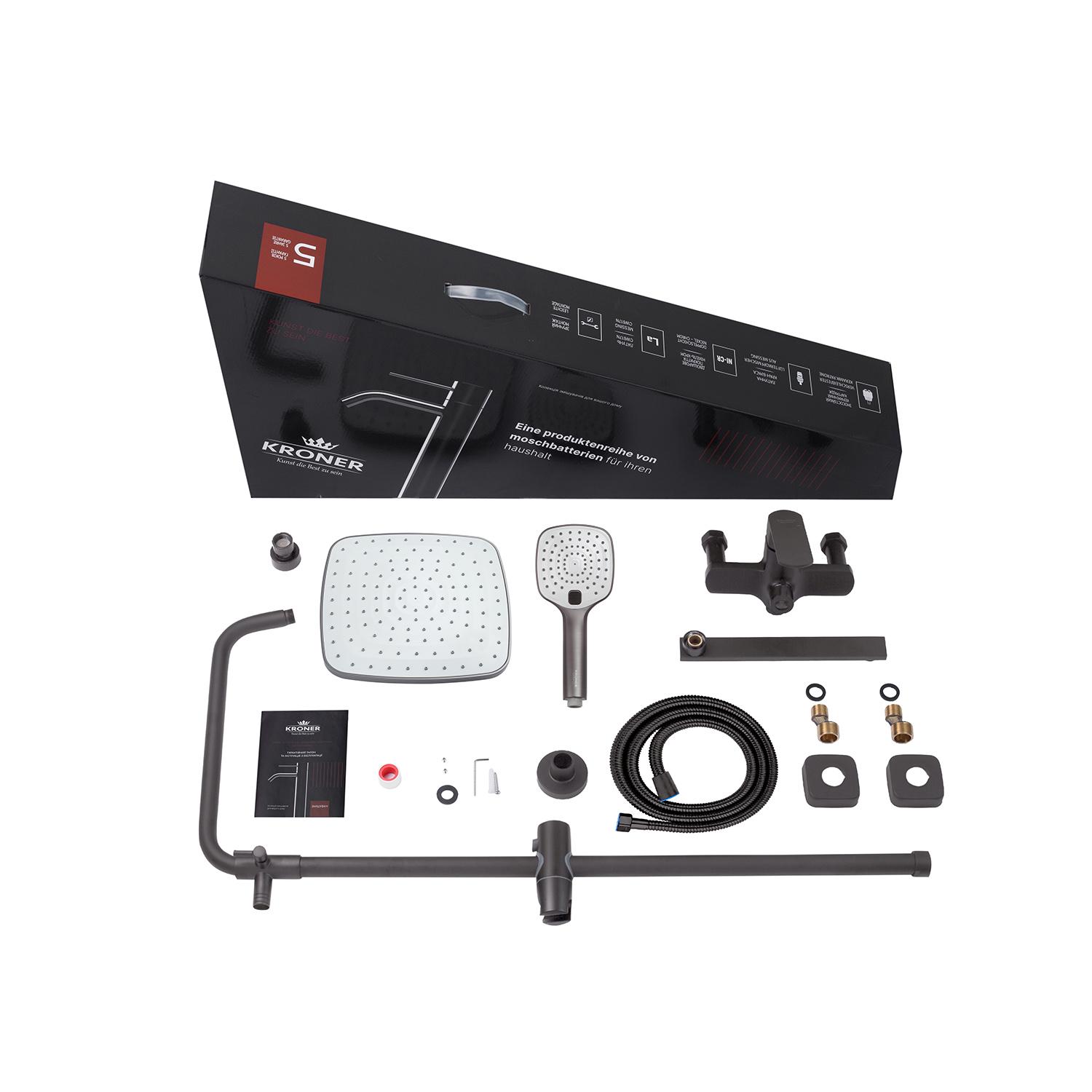 Душевая система со смесителем Kroner Armada CV033854 Графитовый (238935) - фото 11 Душевая система со смесителем Kroner Armada CV033854 Графитовый (238935) - фото 11