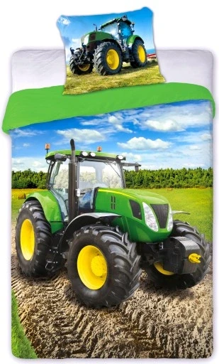Комплект постільної білизни дитячий Faro трактор ферма John Deere бавовна 160x200 см 70x80 см Зелений